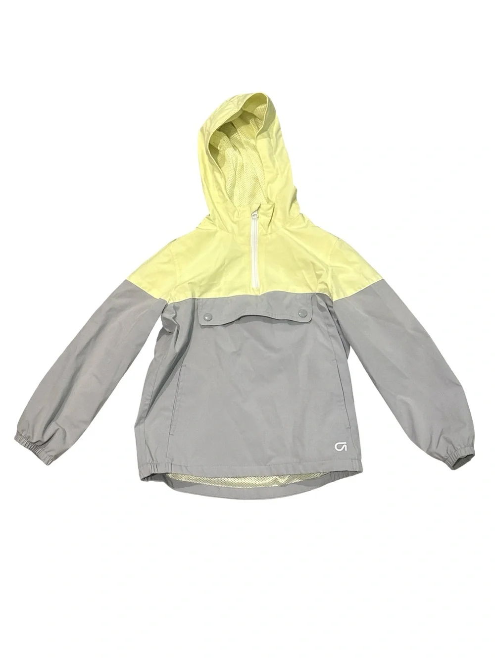 EUC Gap Fit Boys Size Small Two-Tone Hooded Windbreaker Jacket - Yellow & Gray